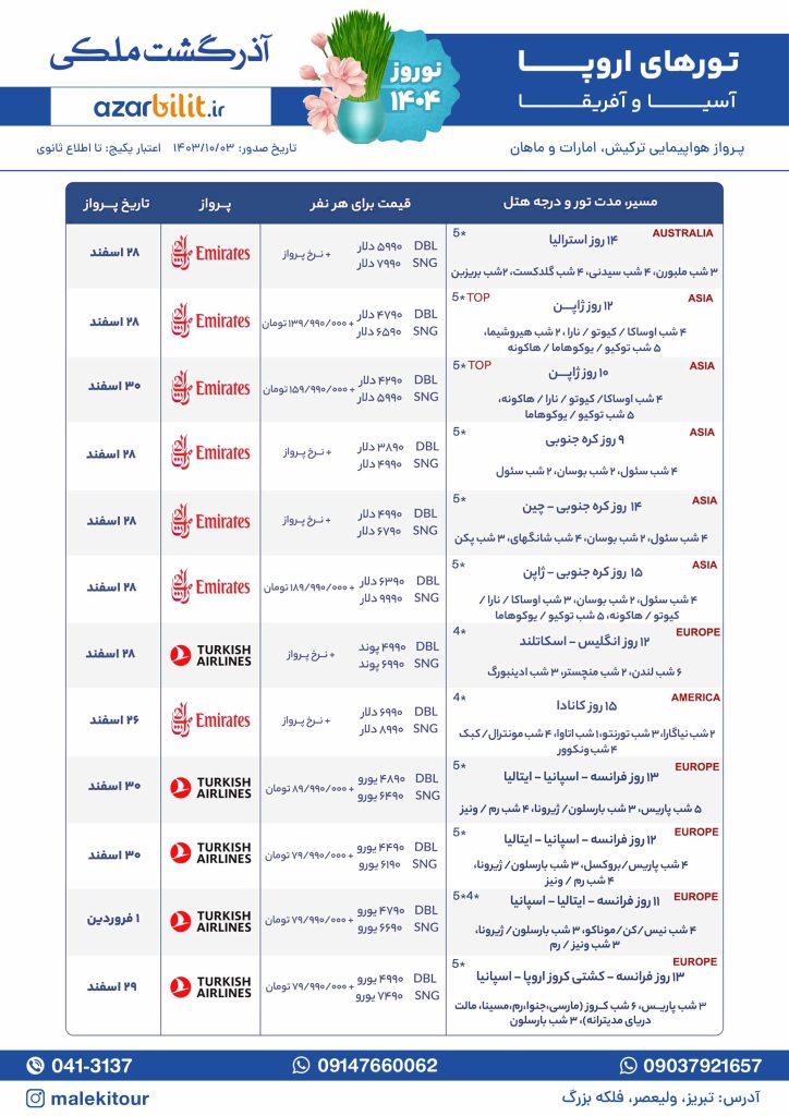 پکیج تور اروپا