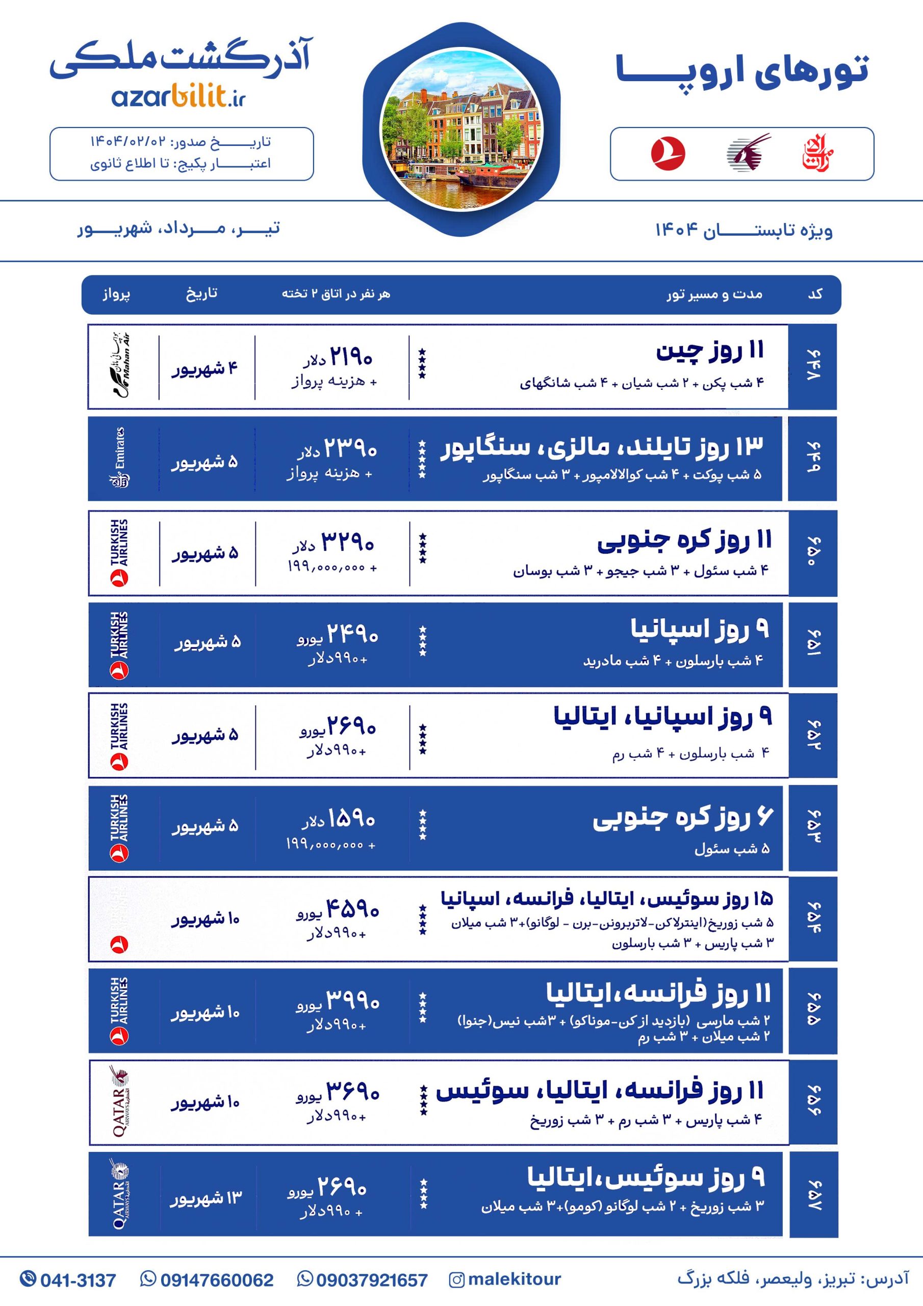 پکیج تور اروپا