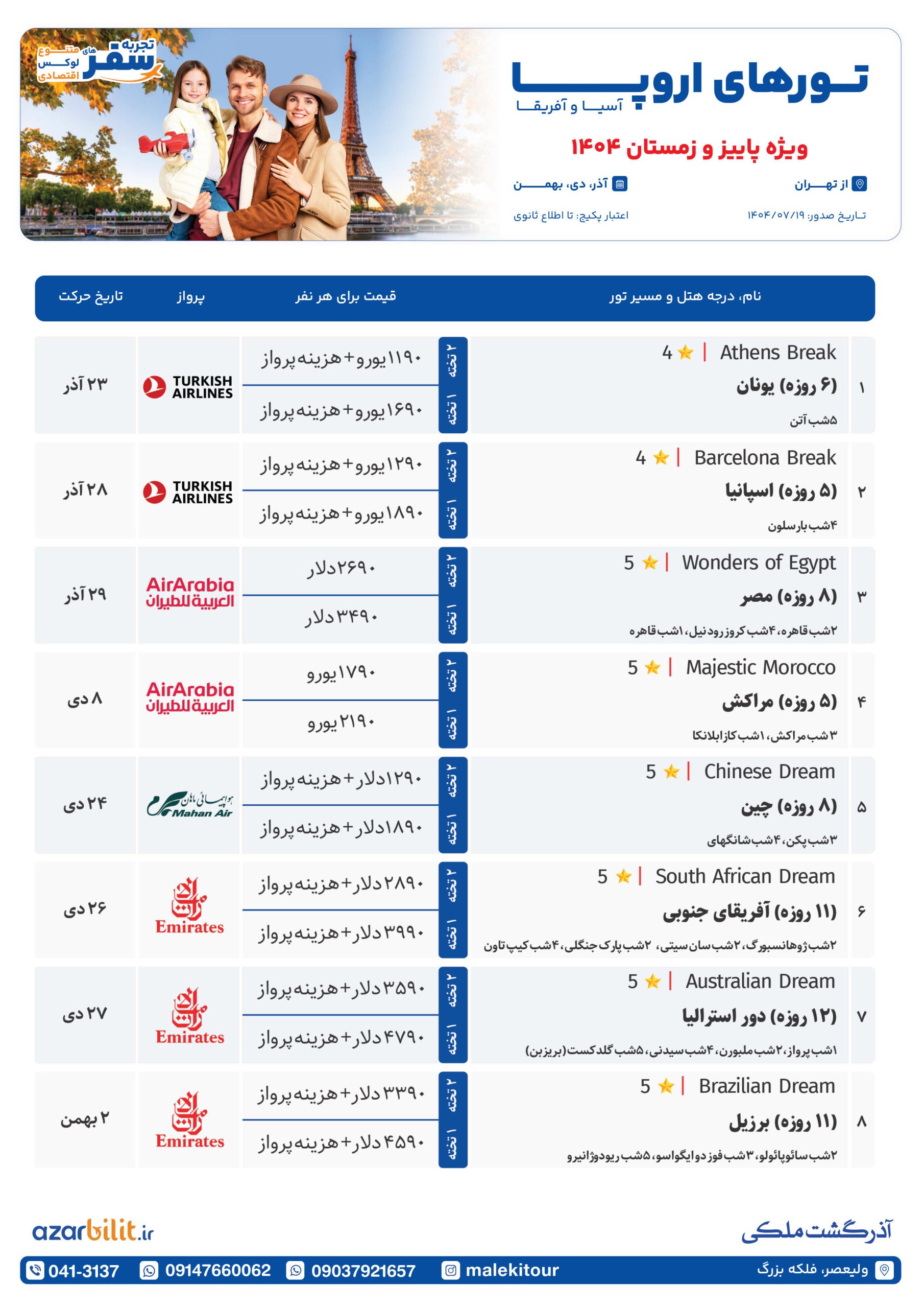 پکیج تورهای اروپا