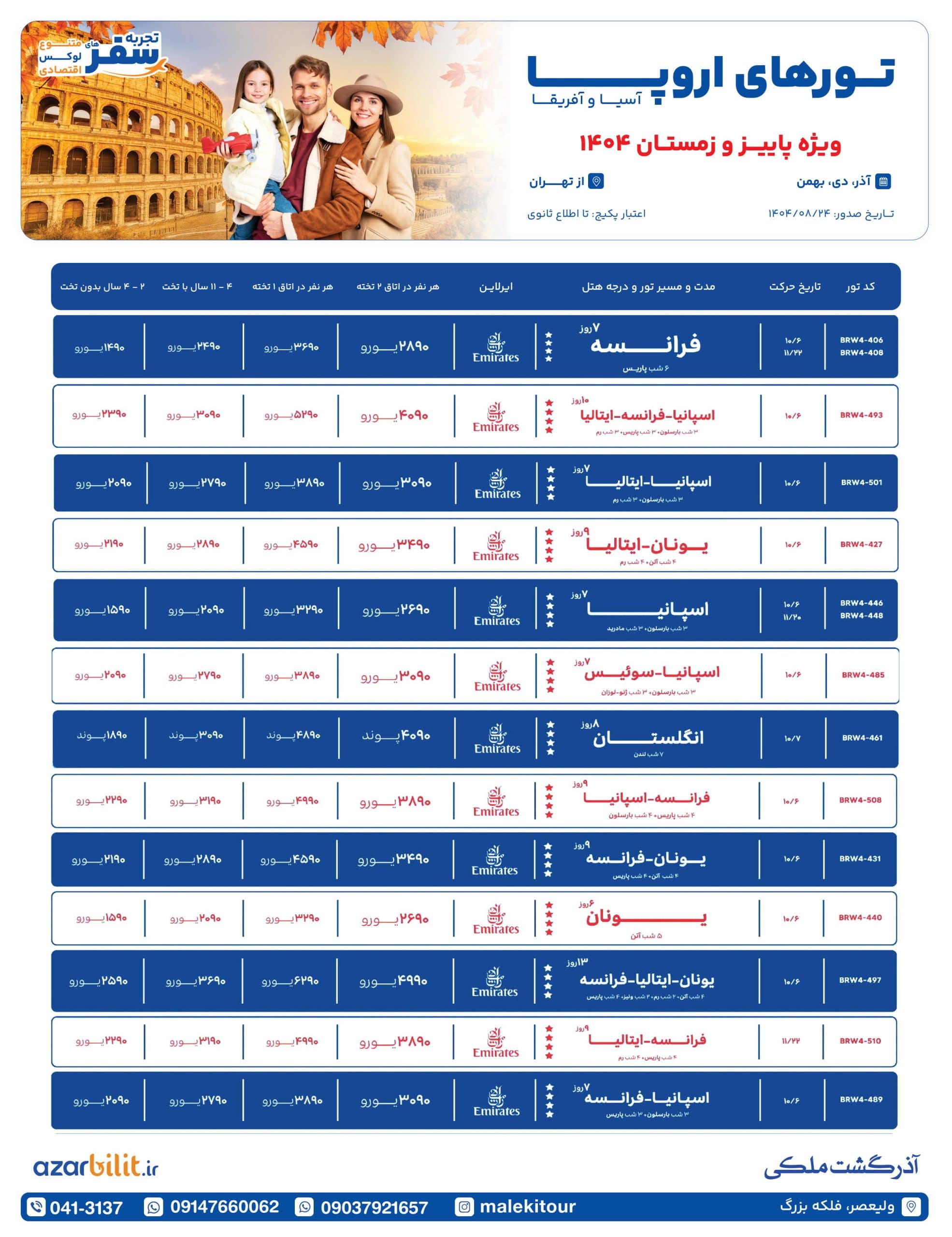 پکیج تورهای اروپا