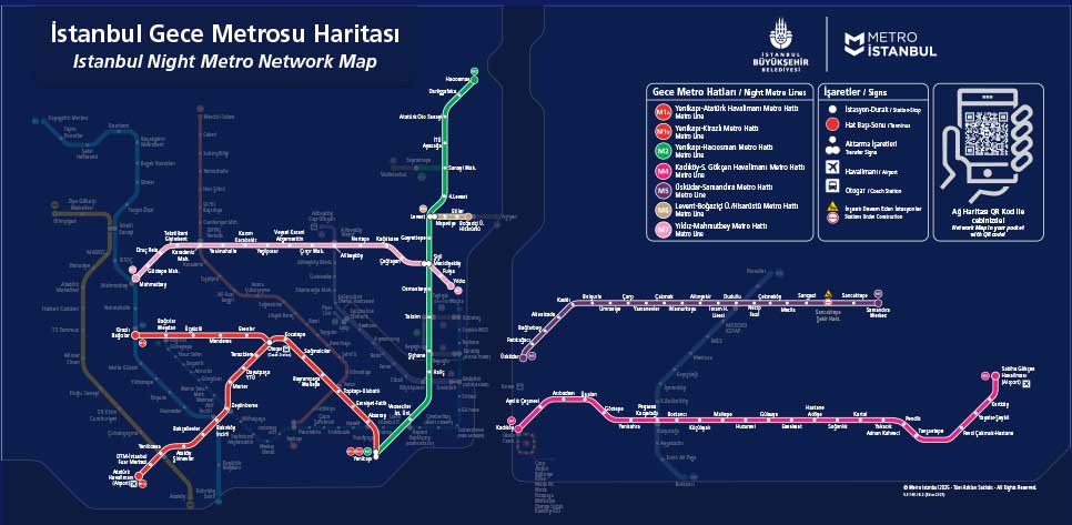 istanbul night metro map