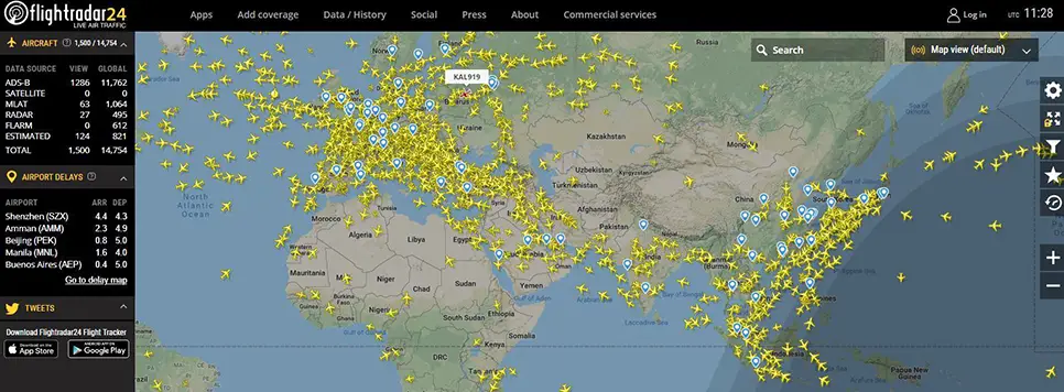 وضعیت پرواز فلایت رادار 24
Flight Radar