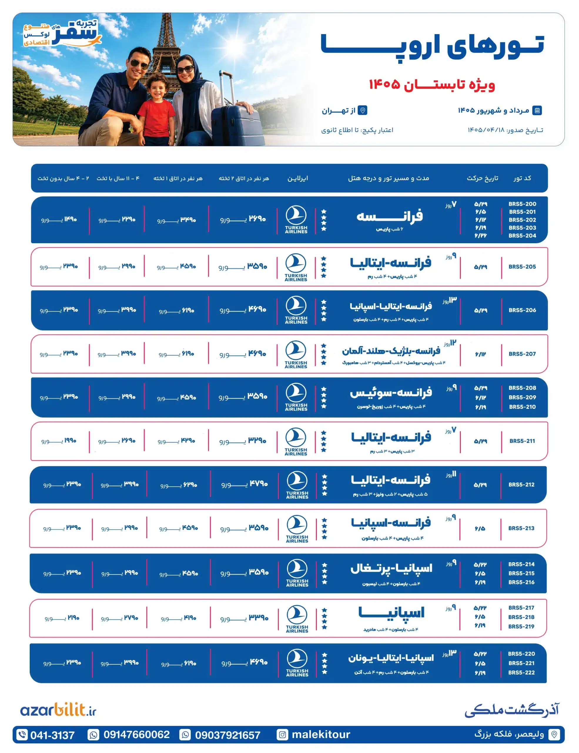 پکیج تور اروپا فرانسه اسپانیا ایتالیا